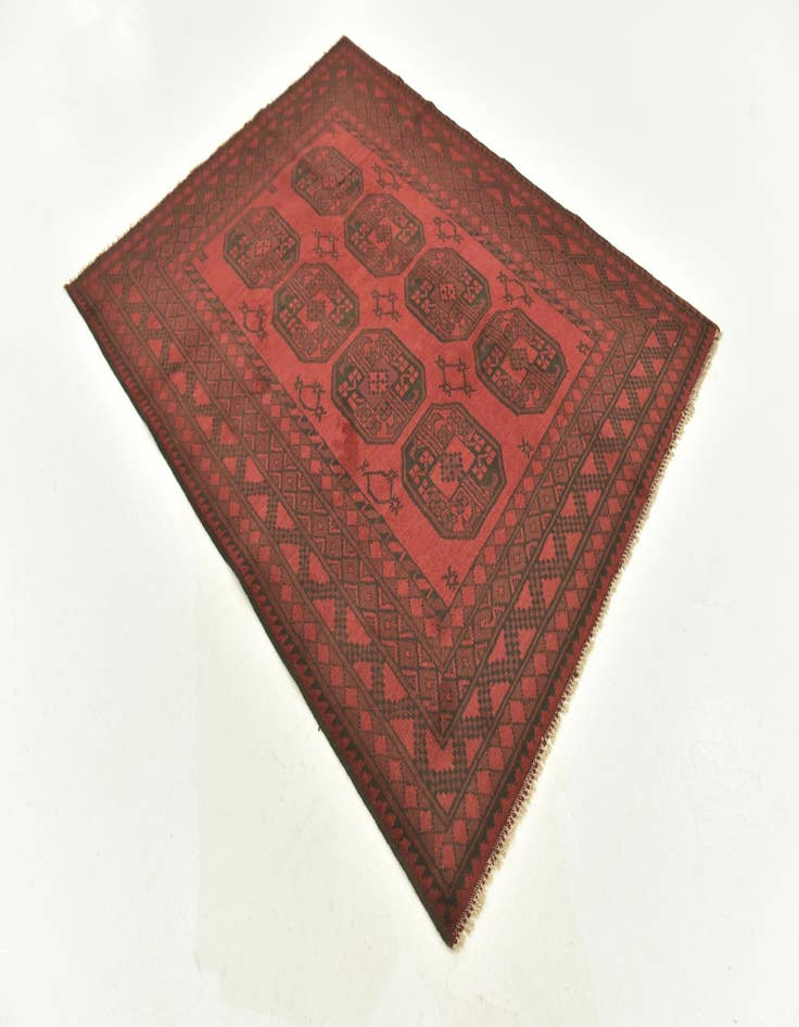 Detail image of 5' x 6' 4 Hand Knotted Afghan Akhche Wool Rug