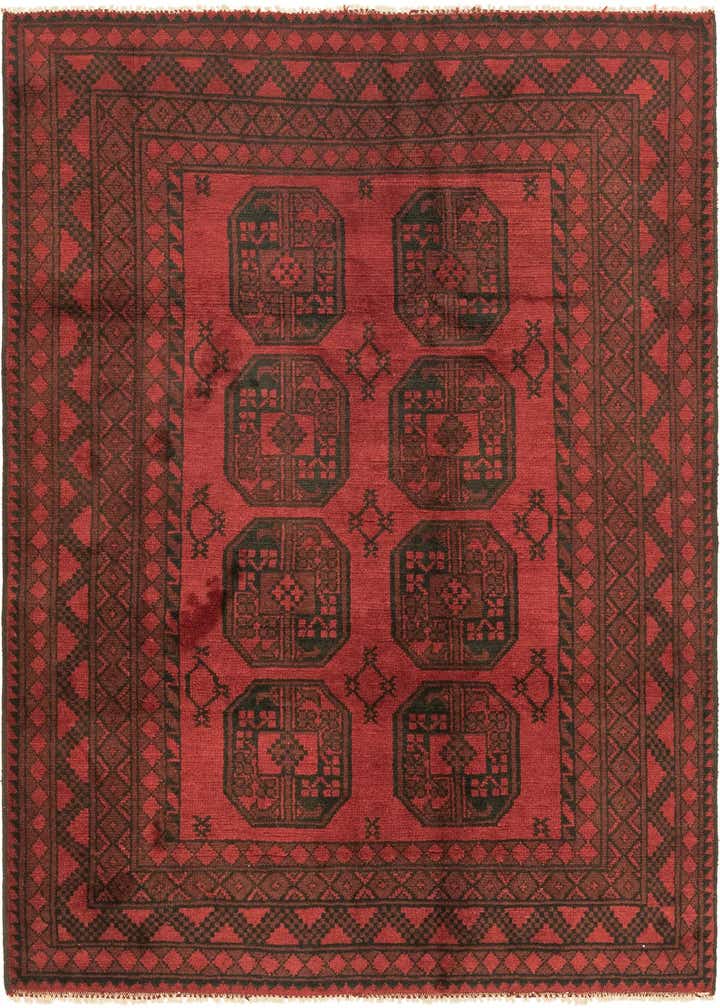 5' x 6' 4 Hand Knotted Afghan Akhche Wool Rug