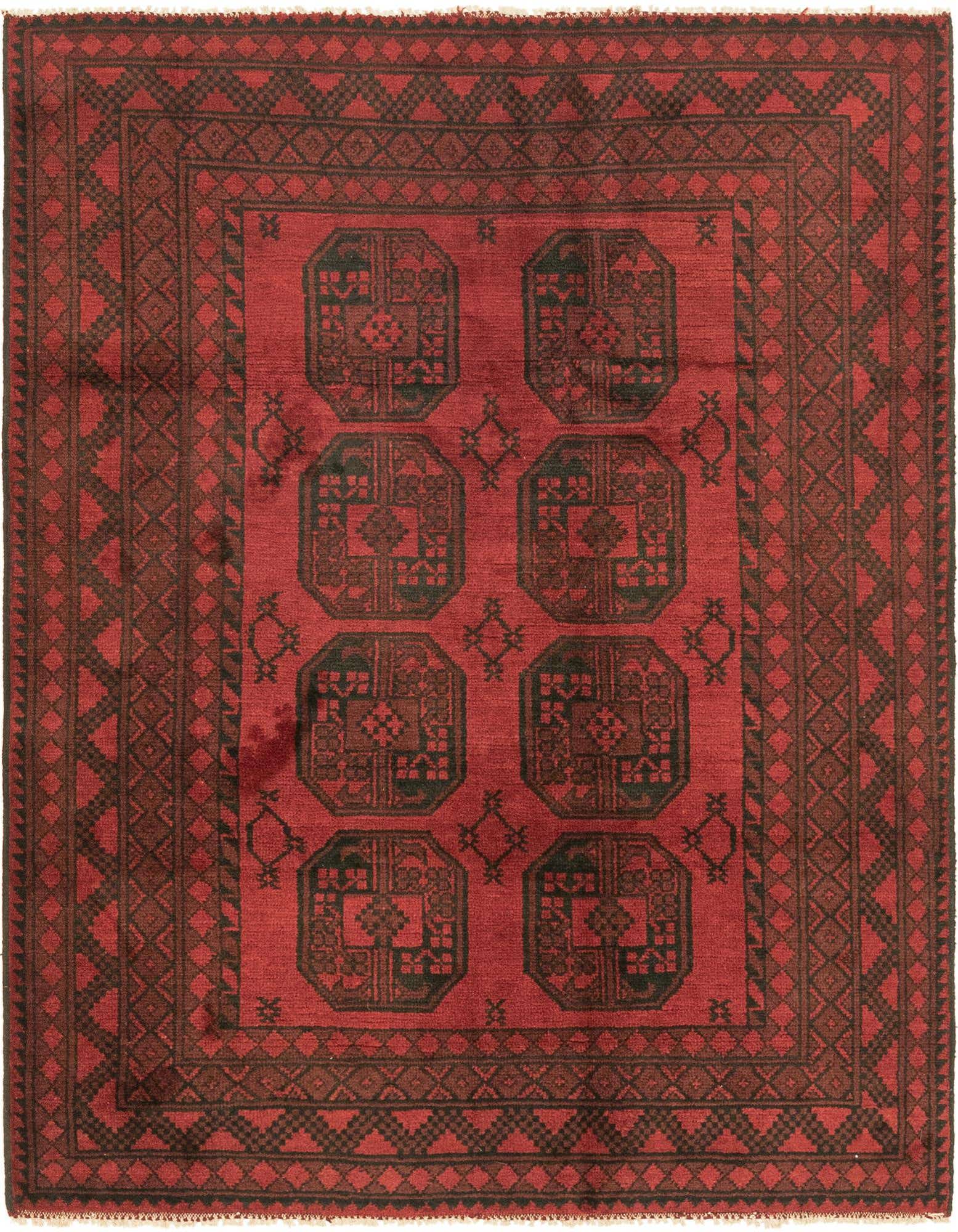 5' x 6' 4 Hand Knotted Afghan Akhche Wool Rug