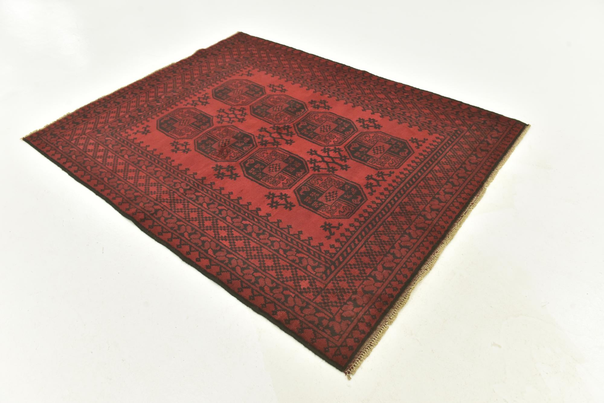 5' x 6' 3 Hand Knotted Afghan Akhche Wool Rug