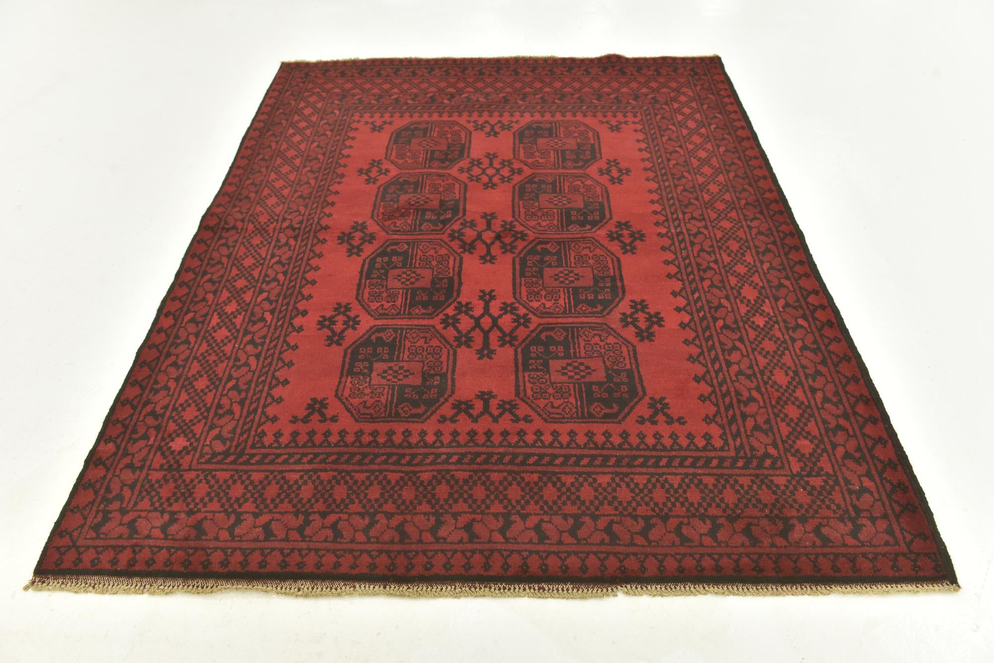 5' x 6' 3 Hand Knotted Afghan Akhche Wool Rug