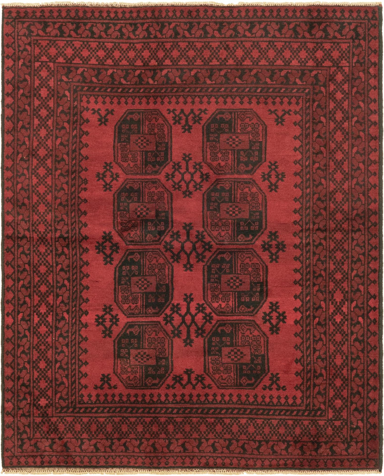 5' x 6' 3 Hand Knotted Afghan Akhche Wool Rug