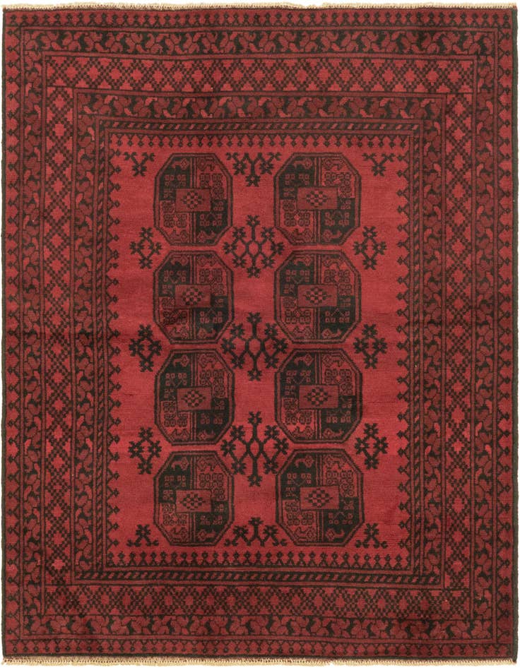 Detail image of 5' x 6' 3 Hand Knotted Afghan Akhche Wool Rug