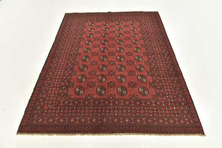 4' 10 x 6' 5 Hand Knotted Afghan Akhche Wool Rug