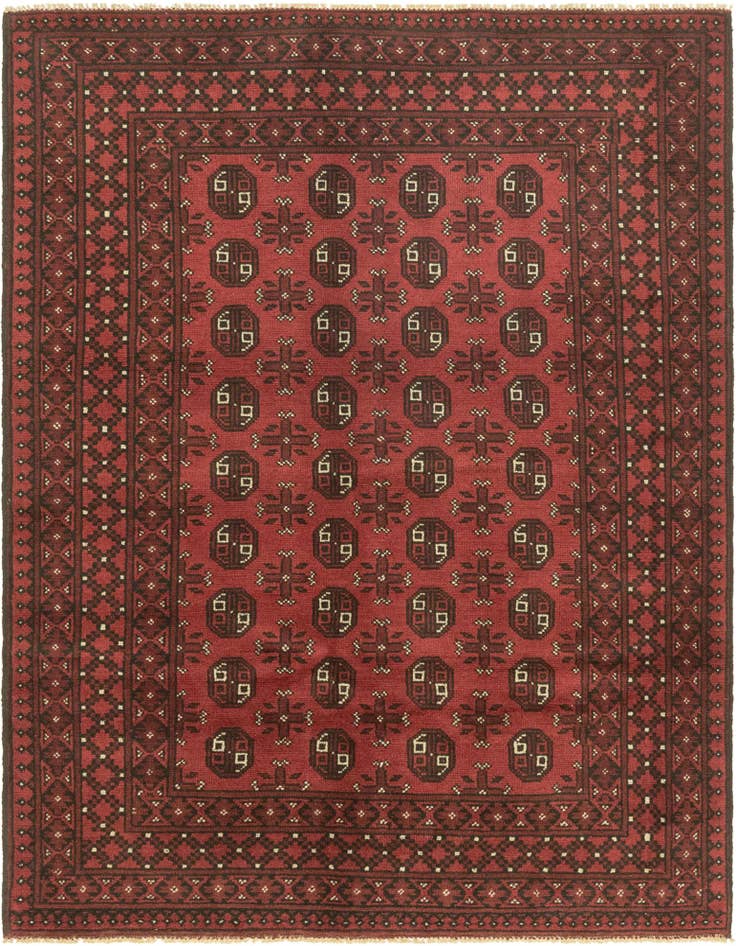 Detail image of 4' 10 x 6' 5 Hand Knotted Afghan Akhche Wool Rug