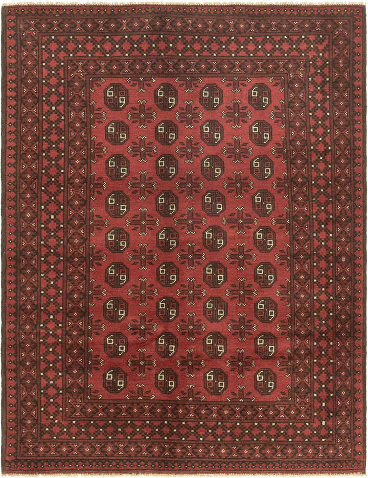 4' 10 x 6' 5 Hand Knotted Afghan Akhche Wool Rug