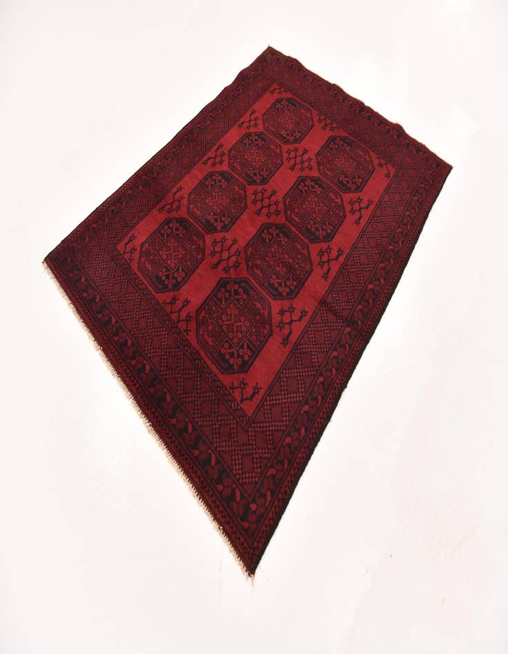 Detail image of 4' 11 x 6' 6  Hand Knotted Afghan Akhche Wool Rug