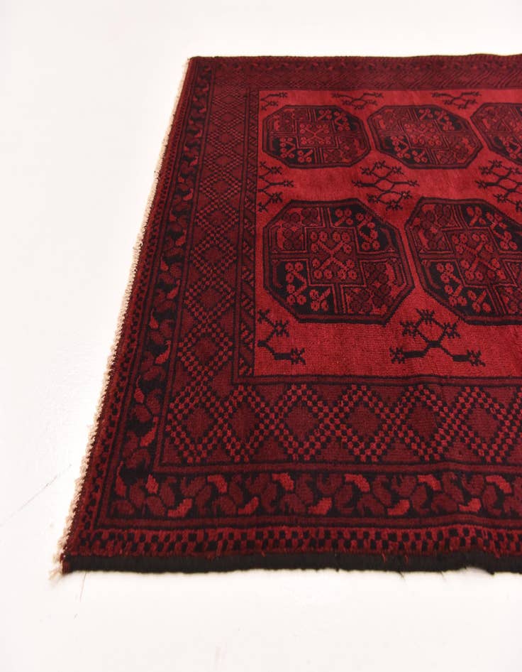 Detail image of 4' 11 x 6' 6  Hand Knotted Afghan Akhche Wool Rug