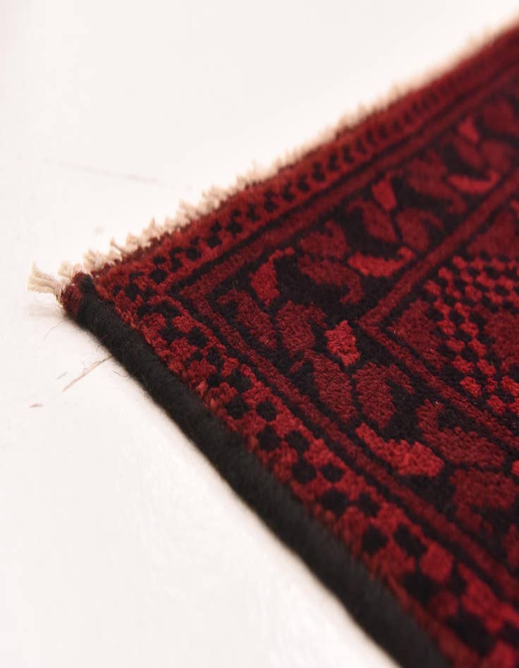 Detail image of 4' 11 x 6' 6  Hand Knotted Afghan Akhche Wool Rug