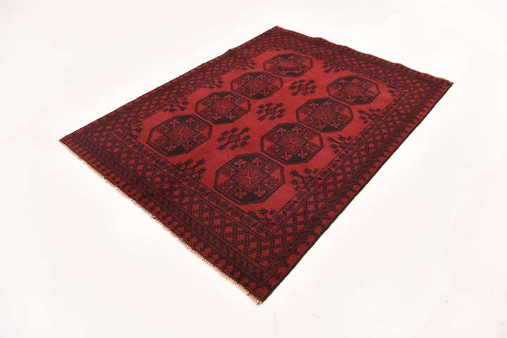 4' 9 x 6' 4 Hand Knotted Afghan Akhche Wool Rug