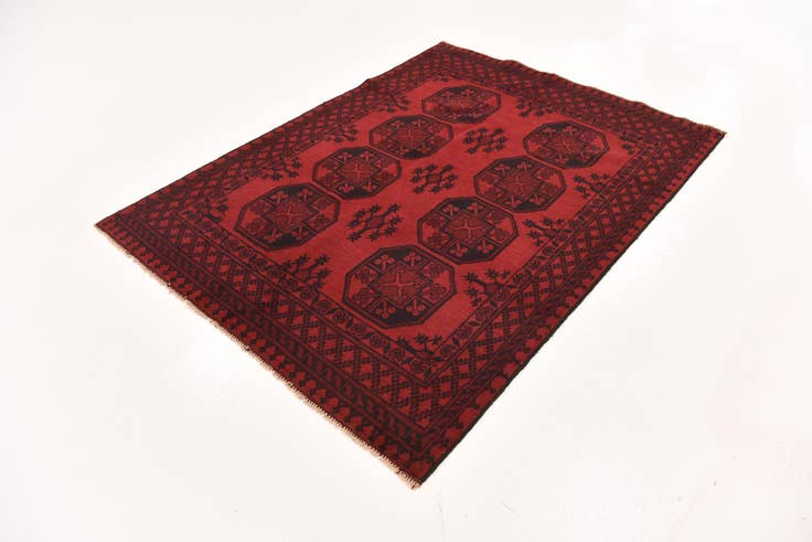 Detail image of 4' 9 x 6' 4 Hand Knotted Afghan Akhche Wool Rug