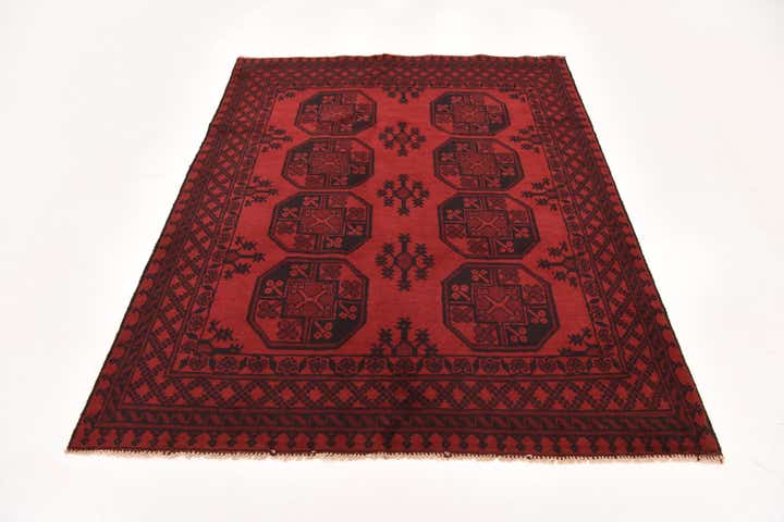 4' 9 x 6' 4 Hand Knotted Afghan Akhche Wool Rug