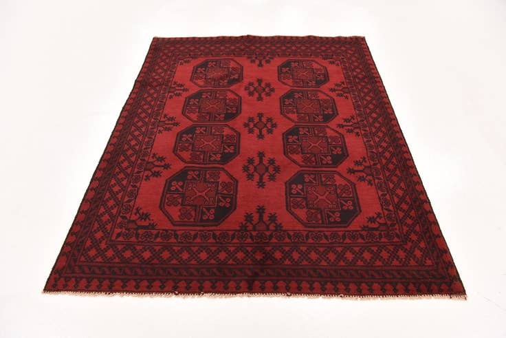 Detail image of 4' 9 x 6' 4 Hand Knotted Afghan Akhche Wool Rug