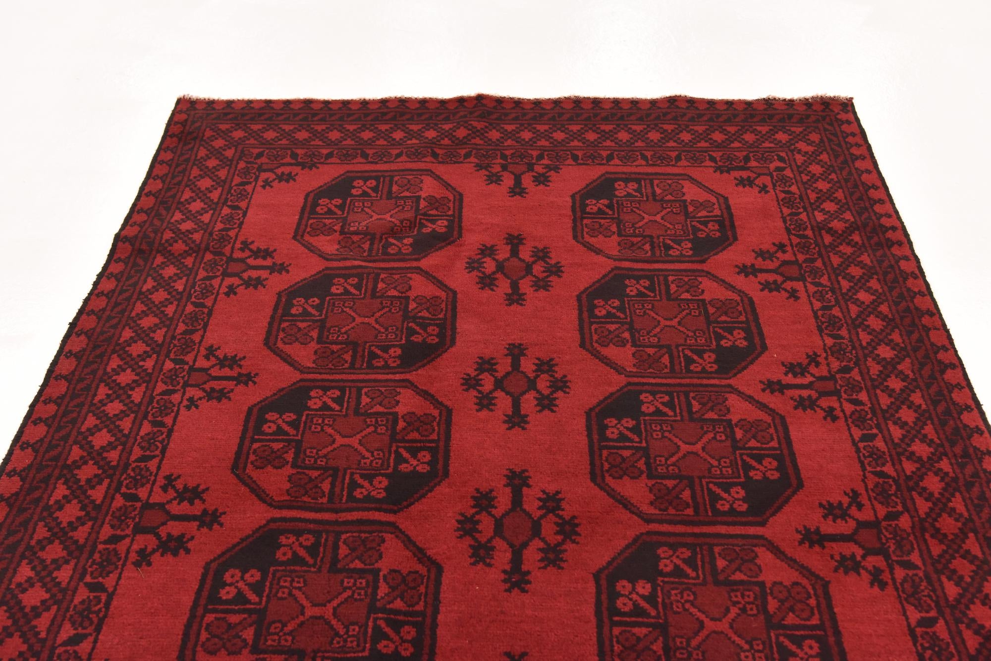 4' 9 x 6' 4 Hand Knotted Afghan Akhche Wool Rug