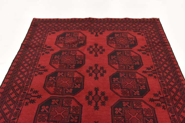 4' 9 x 6' 4 Hand Knotted Afghan Akhche Wool Rug