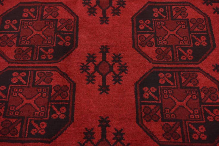 Detail image of 4' 9 x 6' 4 Hand Knotted Afghan Akhche Wool Rug