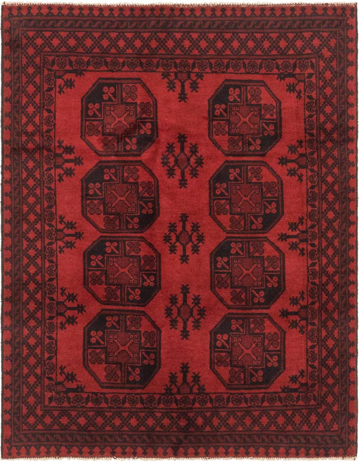Detail image of 4' 9 x 6' 4 Hand Knotted Afghan Akhche Wool Rug