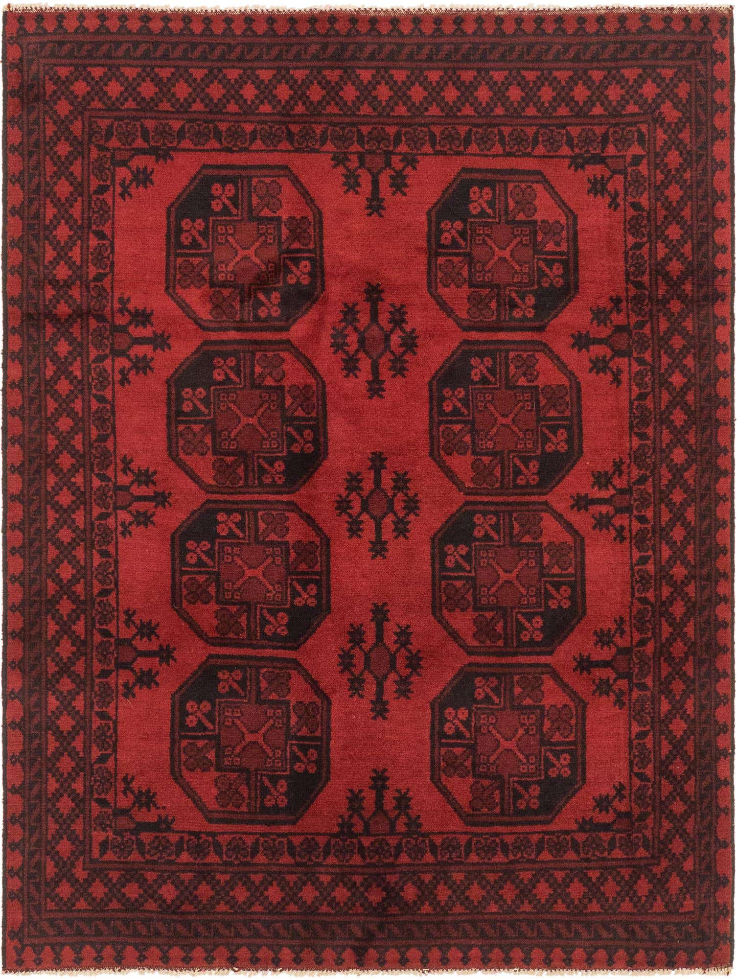 4' 9 x 6' 4 Hand Knotted Afghan Akhche Wool Rug