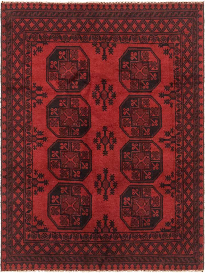 4' 9 x 6' 4 Hand Knotted Afghan Akhche Wool Rug