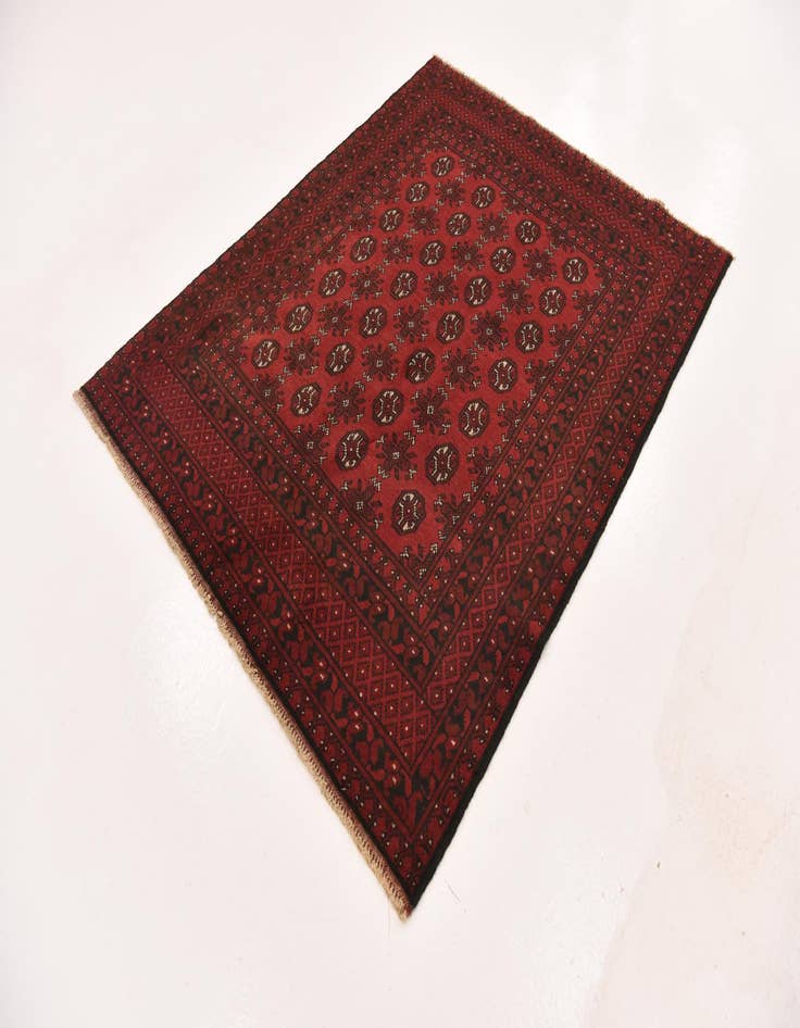 Detail image of 5' x 6' 4 Hand Knotted Afghan Akhche Wool Rug