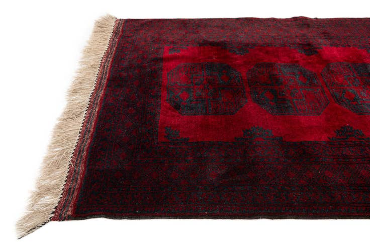 Detail image of 4' 5 x 7' 7 Hand Knotted Afghan Akhche Oriental Wool Rug