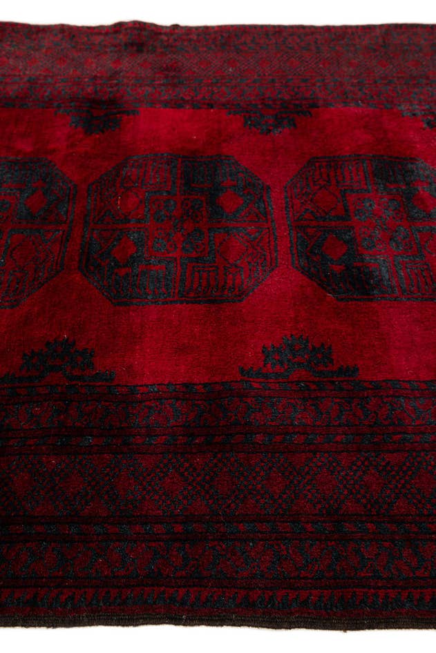 Detail image of 4' 5 x 7' 7 Hand Knotted Afghan Akhche Oriental Wool Rug