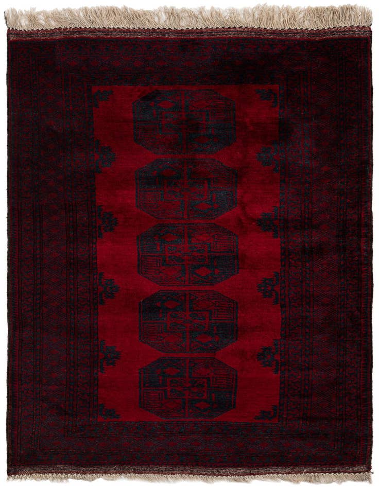 Detail image of 4' 5 x 7' 7 Hand Knotted Afghan Akhche Oriental Wool Rug