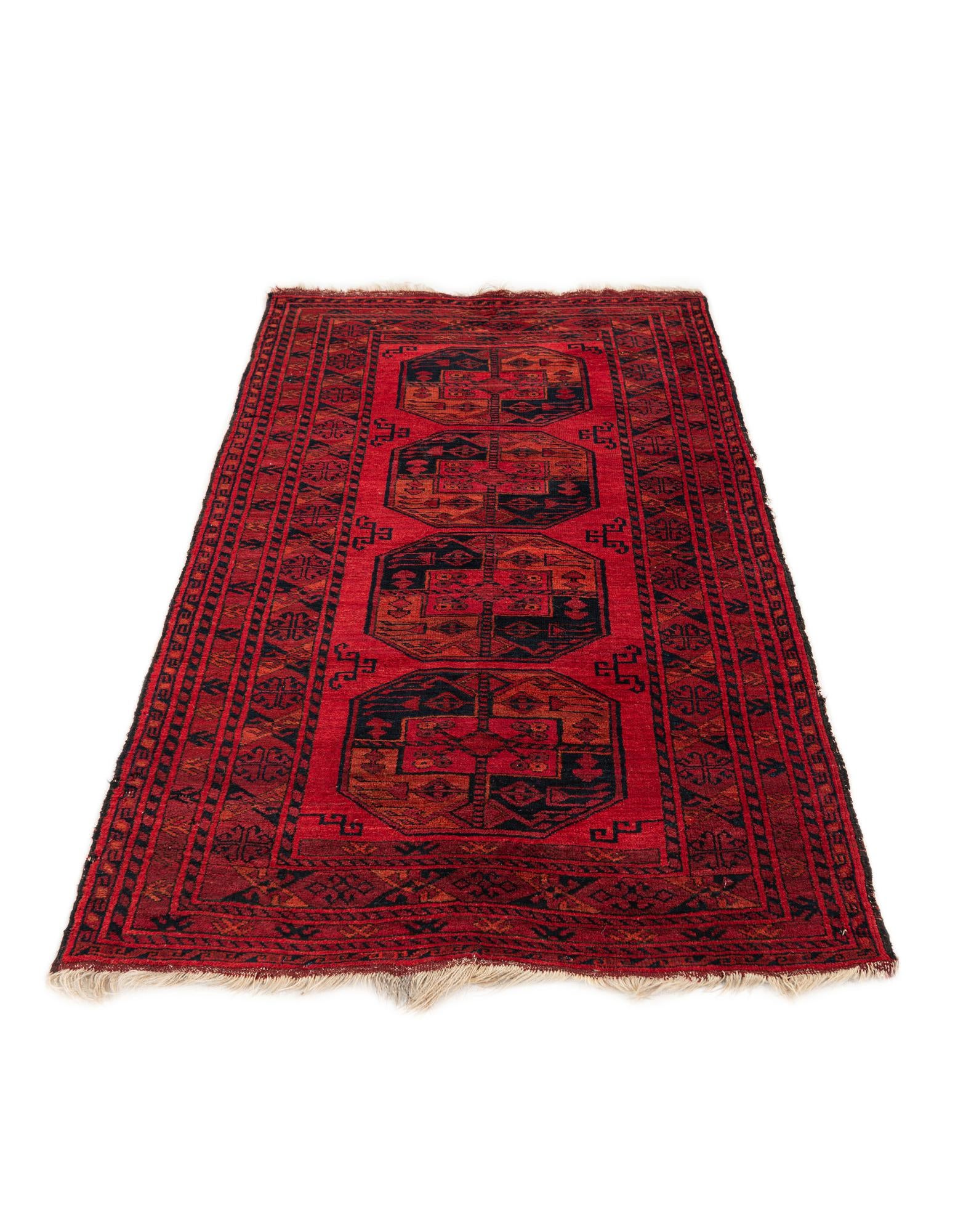 3' 6 x 6' 8 Hand Knotted Afghan Akhche Oriental Wool Rug