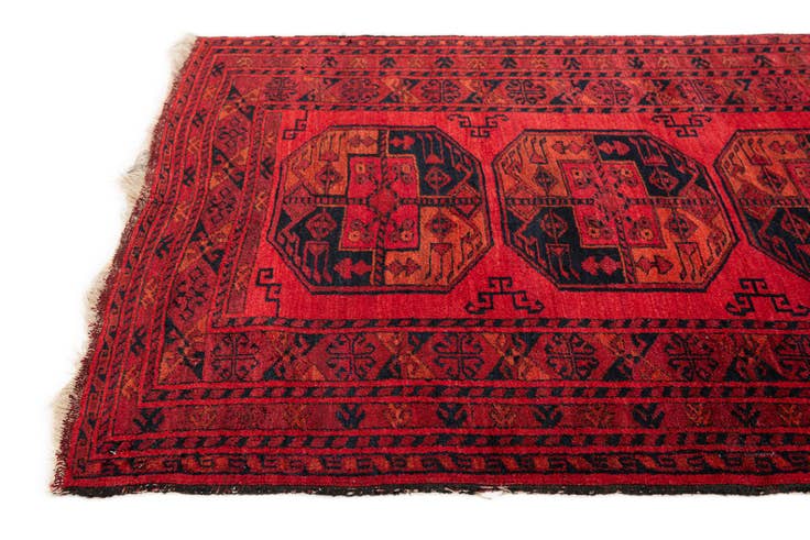 Detail image of 3' 6 x 6' 8 Hand Knotted Afghan Akhche Oriental Wool Rug
