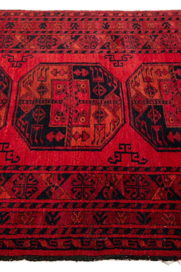 Detail image of 3' 6 x 6' 8 Hand Knotted Afghan Akhche Oriental Wool Rug