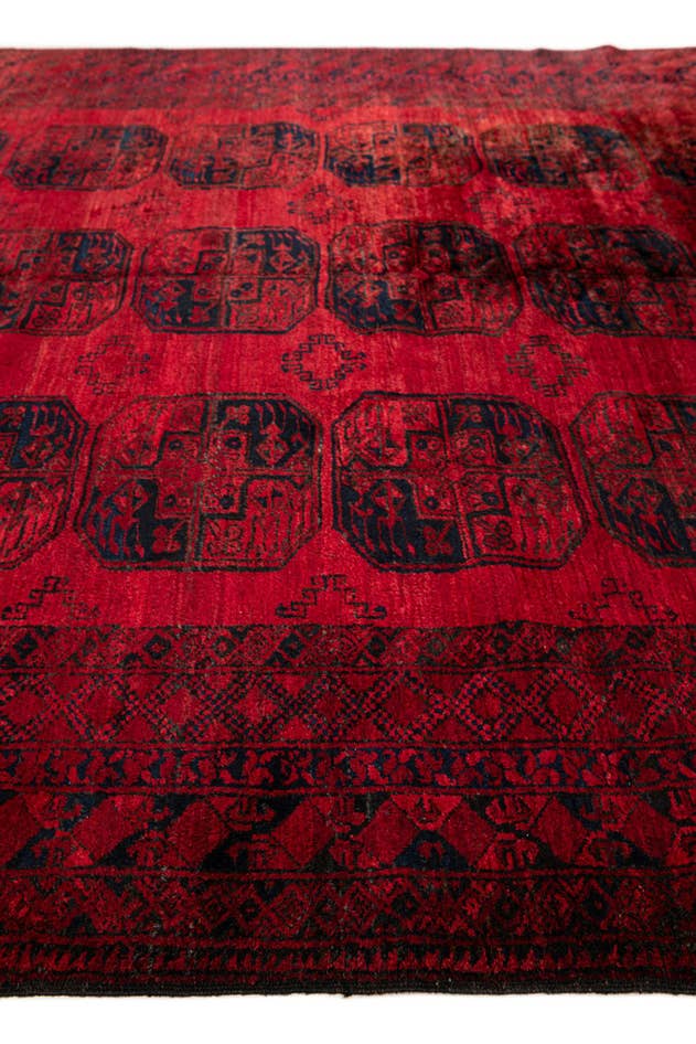 Detail image of 8' 4 x 10' 6 Hand Knotted Afghan Akhche Oriental Wool Rug