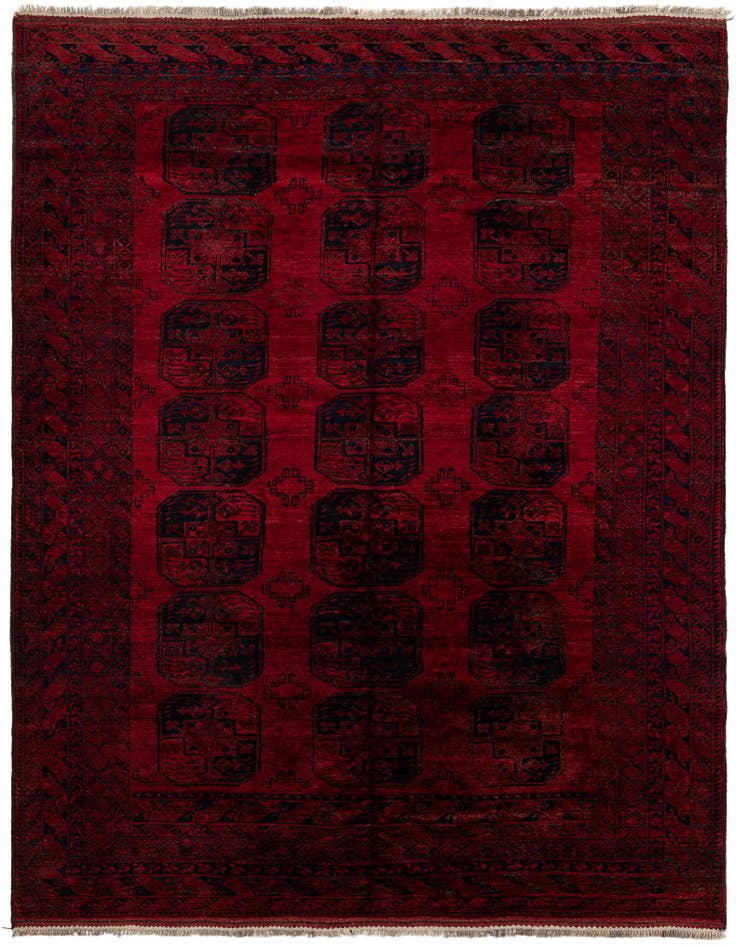 Detail image of 8' 4 x 10' 6 Hand Knotted Afghan Akhche Oriental Wool Rug