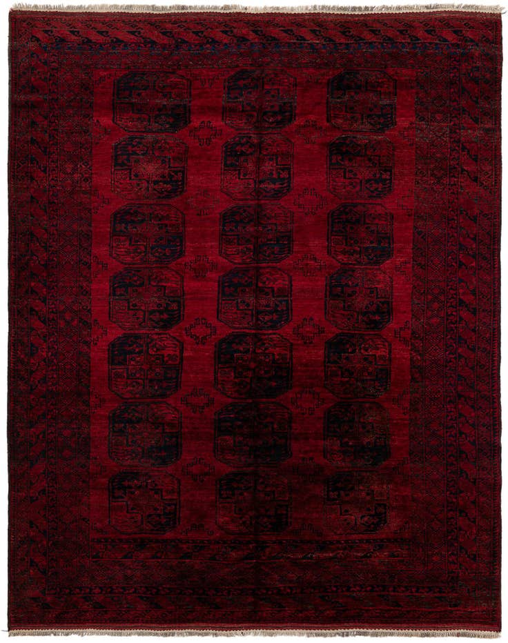 Detail image of 8' 4 x 10' 6 Hand Knotted Afghan Akhche Oriental Wool Rug