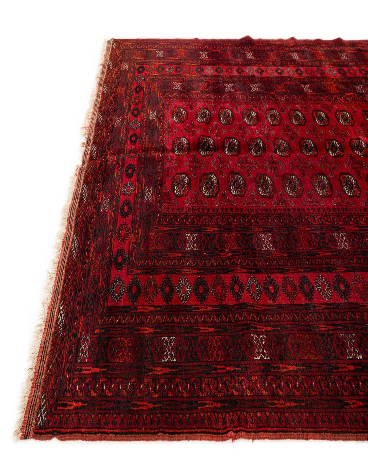 Detail image of 7' x 9' 5  Hand Knotted Afghan Akhche Oriental Wool Rug
