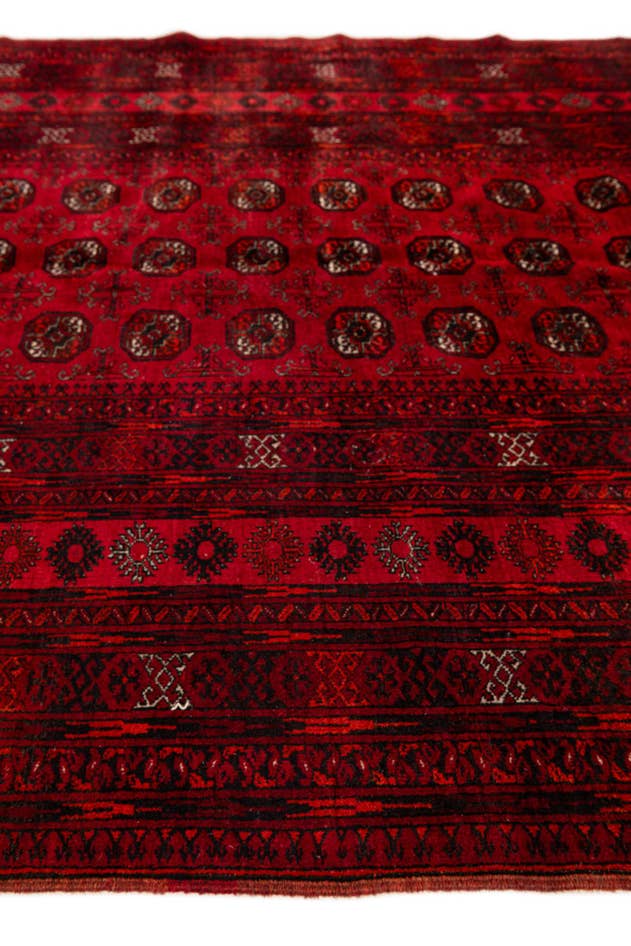 Detail image of 7' x 9' 5 Hand Knotted Afghan Akhche Oriental Wool Rug