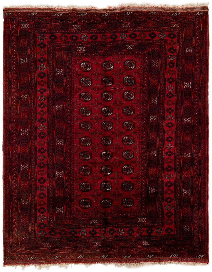 Detail image of 7' x 9' 5 Hand Knotted Afghan Akhche Oriental Wool Rug