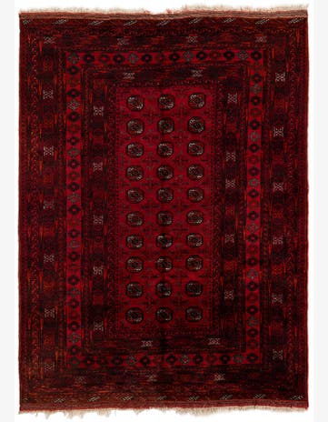 7' x 9' 5 Hand Knotted Afghan Akhche Oriental Wool Rug
