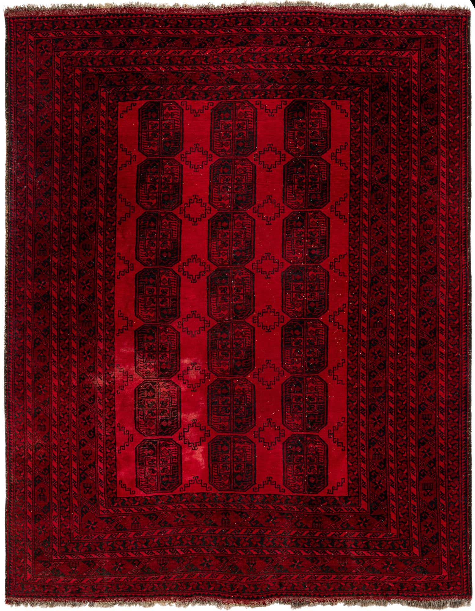 7' x 8' 10 Hand Knotted Afghan Akhche Oriental Wool Rug