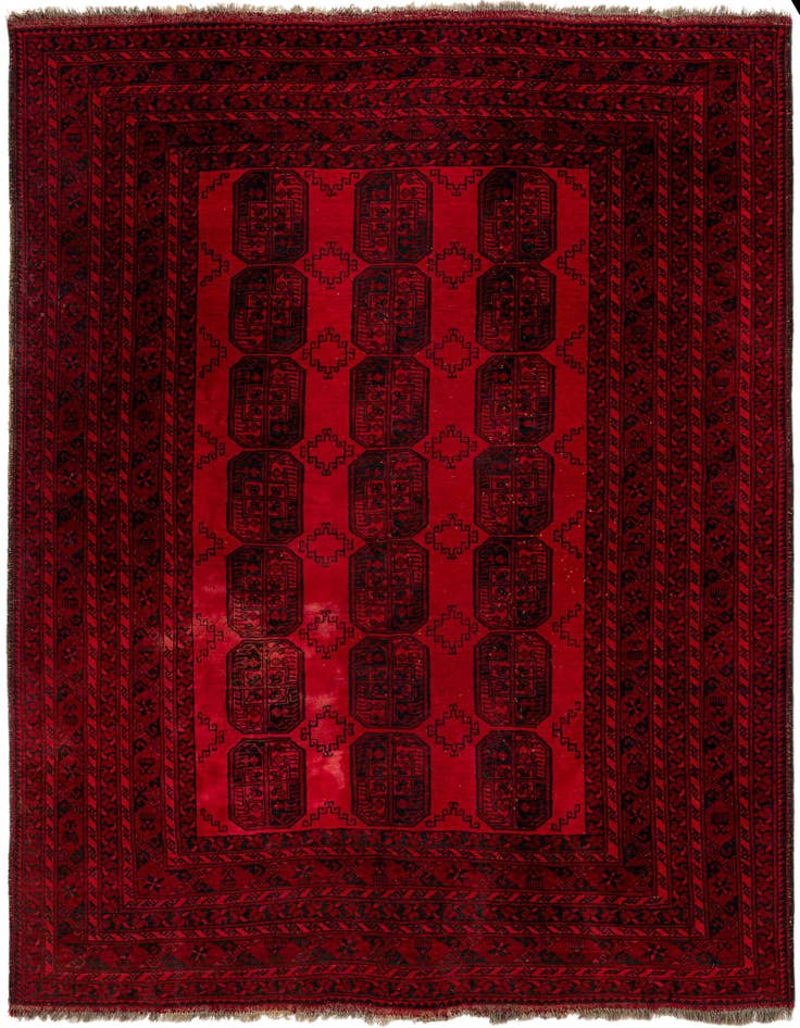 Detail image of 7' x 8' 10 Hand Knotted Afghan Akhche Oriental Wool Rug