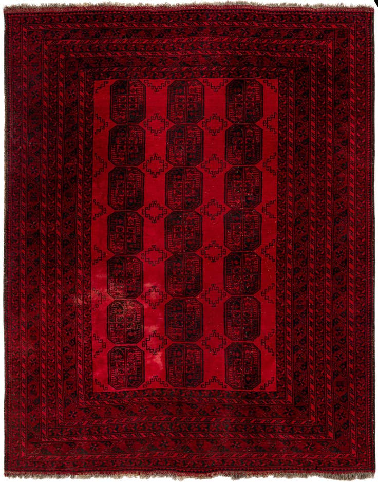 Detail image of 7' x 8' 10 Hand Knotted Afghan Akhche Oriental Wool Rug