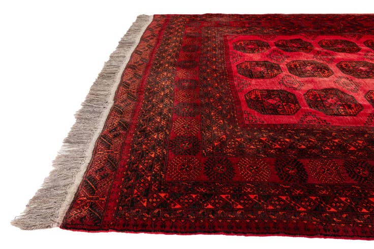 Detail image of 7' x 9' 6 Hand Knotted Afghan Akhche Wool Rug
