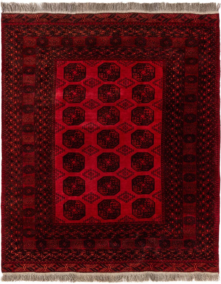 Detail image of 7' x 9' 6 Hand Knotted Afghan Akhche Wool Rug