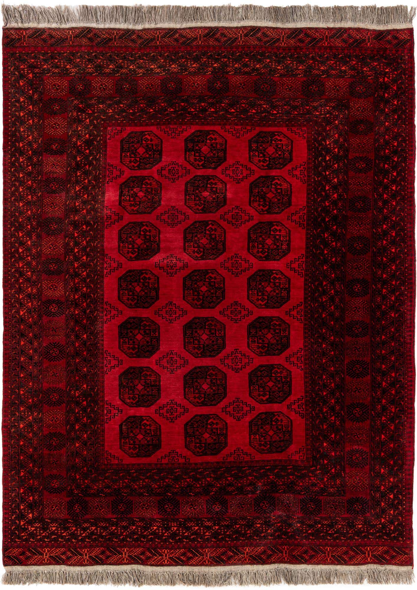 7' x 9' 6 Hand Knotted Afghan Akhche Wool Rug