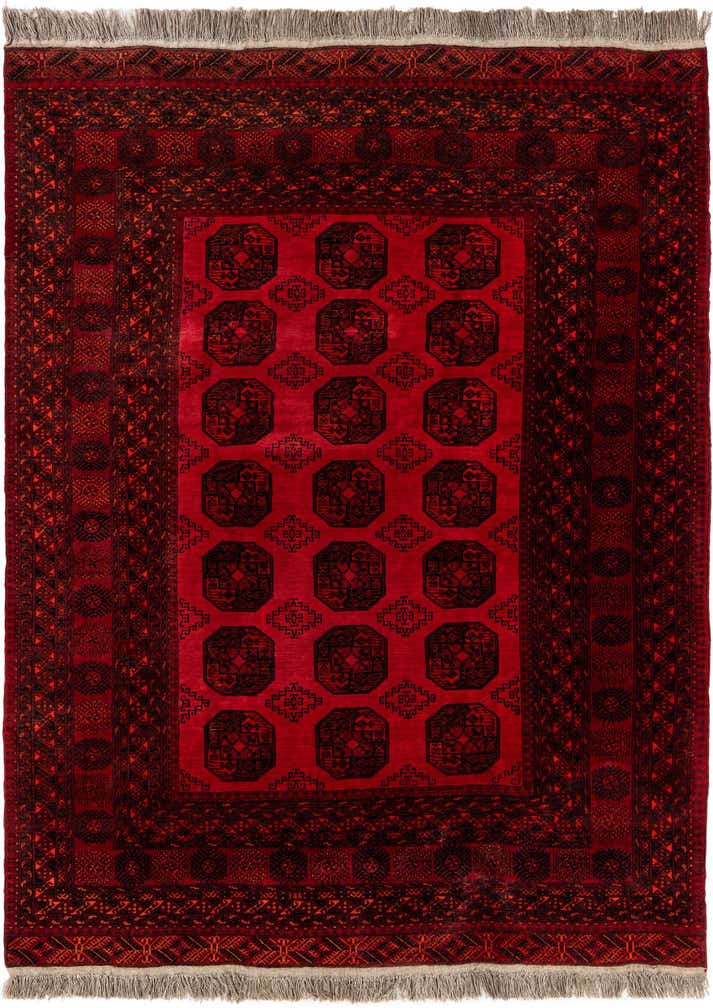 7' x 9' 6 Hand Knotted Afghan Akhche Wool Rug