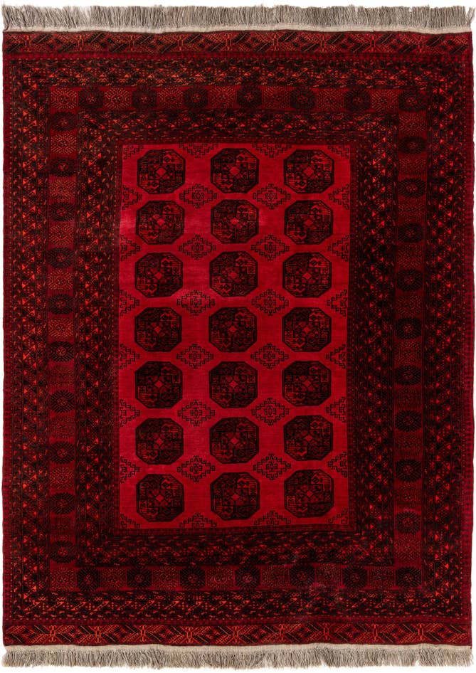 Detail image of 7' x 9' 6 Hand Knotted Afghan Akhche Wool Rug