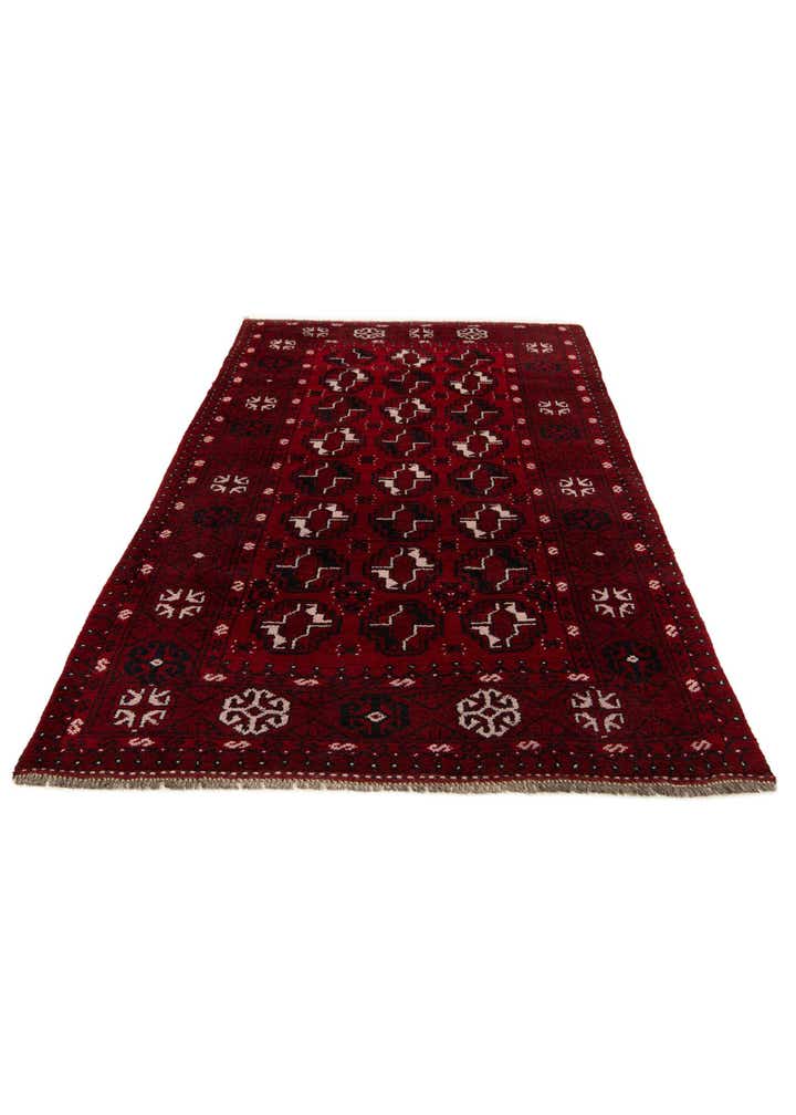 3' 9 x 6' 7 Hand Knotted Afghan Akhche Wool Rug