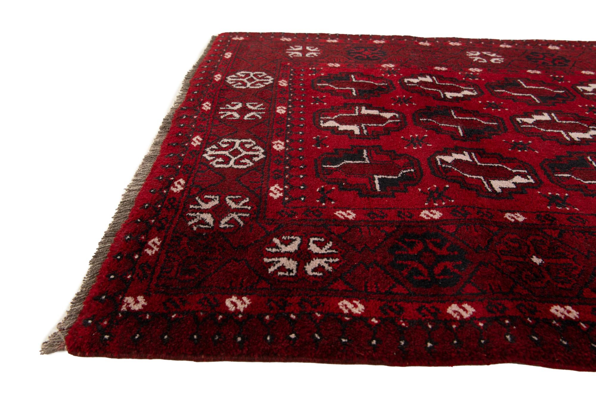 3' 9 x 6' 7 Hand Knotted Afghan Akhche Wool Rug