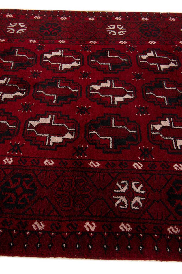 Detail image of 3' 9 x 6' 7 Hand Knotted Afghan Akhche Wool Rug