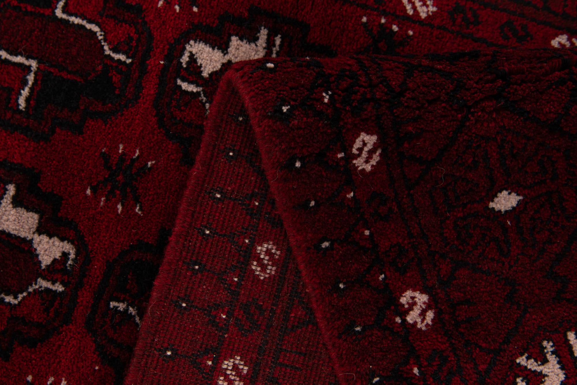 3' 9 x 6' 7 Hand Knotted Afghan Akhche Wool Rug