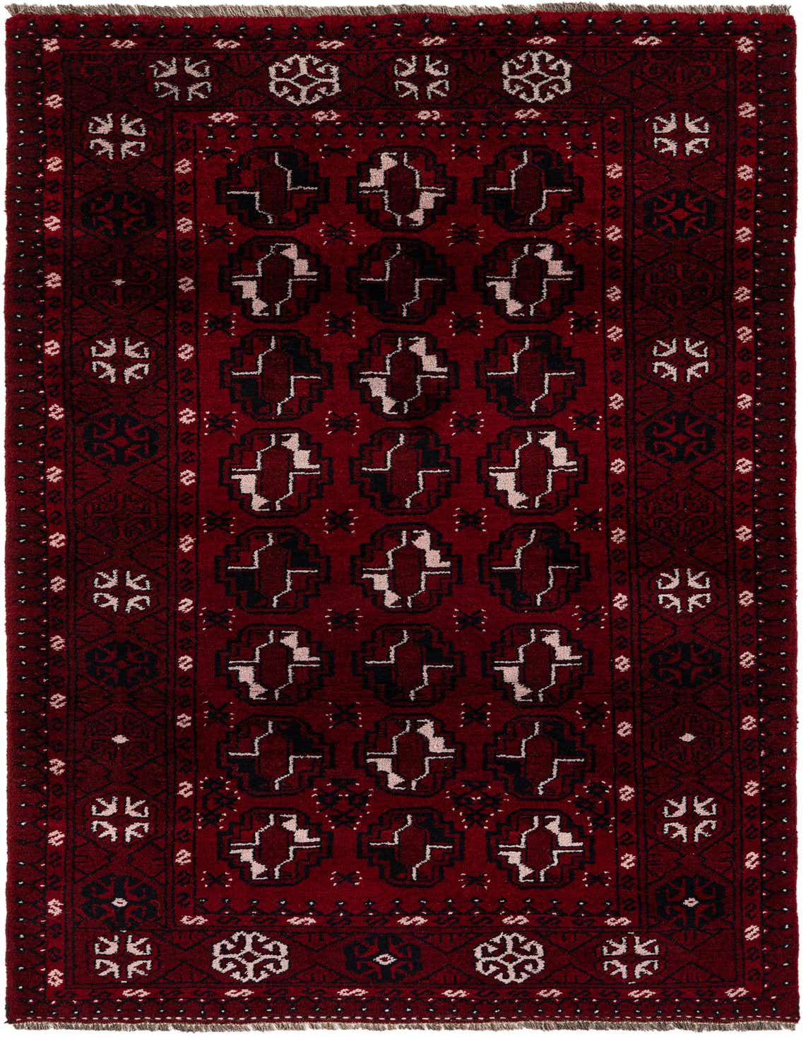3' 9 x 6' 7 Hand Knotted Afghan Akhche Wool Rug